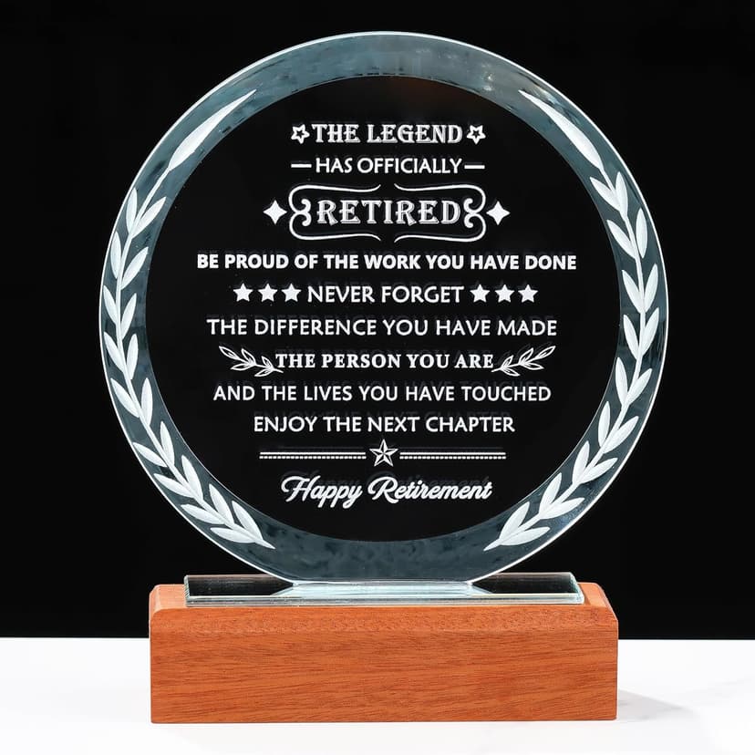 YWHL Retirement Gifts for Men Women 2025 Happy Retirement Gifts Decorations Crystal Keepsake Plaque Farewell Gift Best Retired Gift Idea for Coworker Boss Teacher Friends Doctor Nurse Police