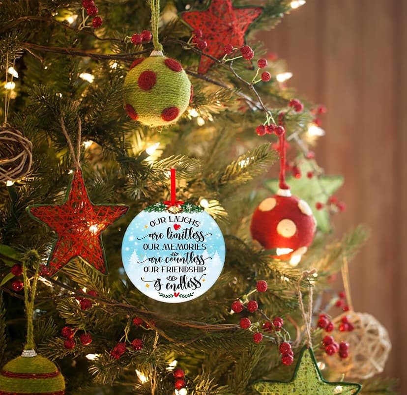 WaaHome Our Friendship is Endless Christmas Ornaments Friend Gifts for Women, Best Friend Ornaments for Christmas Tree Decorations Friendship Gifts for Friends Female Women