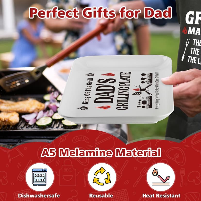 Dad Christmas Birthday Gifts,Best Dad Ever Gifts from Daughter Son,Funny BBQ Grilling Platter with Apron Sets Thanksgiving Xmas White Elephant Present for Bonus Step New First Daddy Father Papa