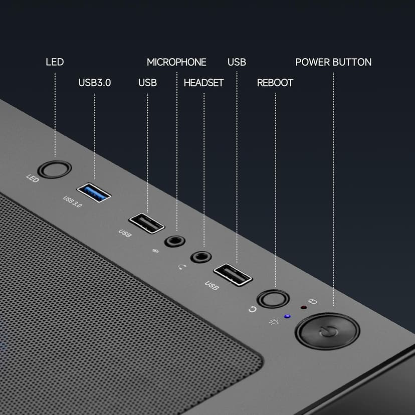 Gaming PC Desktop Computer,AMD Ryzen 5 5500 4.2 GHz,GeForce GTX 1660 Super 6GB,1TB NVMe SSD,16GB DDR4 3200MHz, Air Cooled Prebuilt,650W PSU,Windows 11 Home, Gamer PC, Black