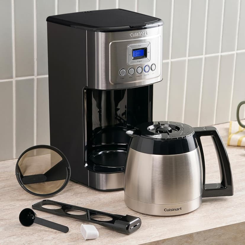 Cuisinart 12-Cup Coffee Maker with Thermal Coffee Carafe, Stainless Steel, Programmable Large Capacity Drip Coffee Machine for Home or Office, DCC-3400NAS, Silver