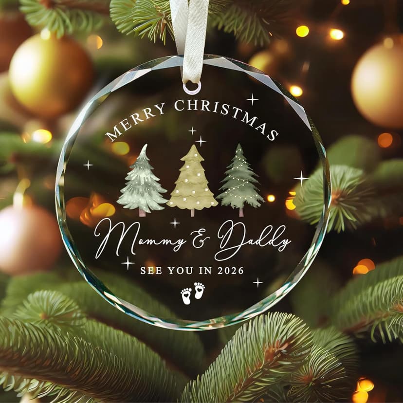 Gifts for New Parents - Expecting Parents to Be Unique Gifts - Baby Pregnancy Announcement Gift Ideas for Husband, Family - Glass Christmas Pregnancy Announcement Ornament 2026