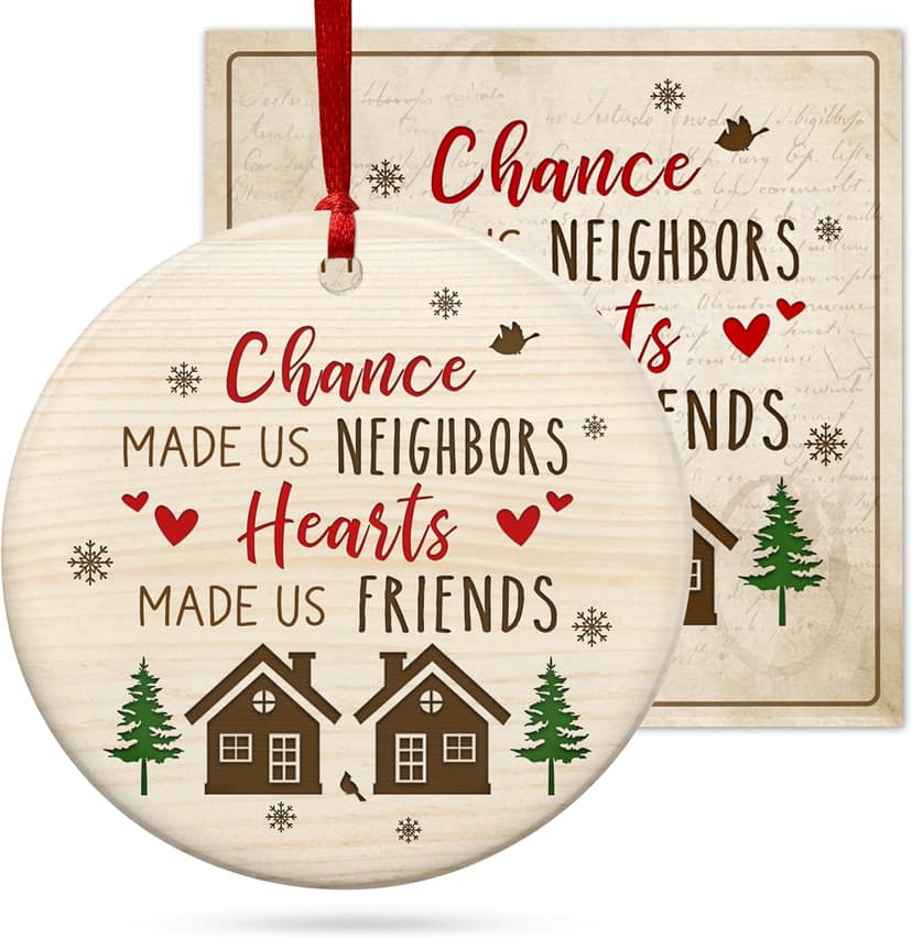 Christmas Thank You Gifts for Neighbors - Ceramic Christmas Ornaments 2025 for Tree Decorations - Funny Gifts for Neighbors Friends BFF Bestie Friendship Women Men, Neighbor Ornaments
