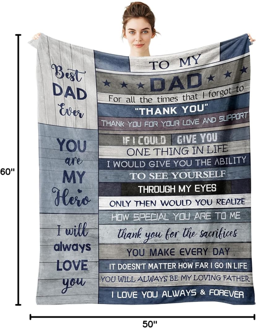 Yamco Dad Birthday Gifts Blanket - Dad Gifts from Daughter Christmas 60"x50" Blankets - Father Birthday Gifts for Dads Who Wants Nothing - Fathers Day Presents from Son - Best Daddy Ever Gift Ideas