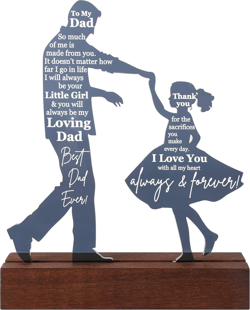 Dad Gifts from Daughter for Birthday Father's Day Christmas Valentine's Day Easter Present - Meaningful Sentimental Dancing Acrylic Plaque Keepsake Desk Decor for Bonus Step Papa Daddy