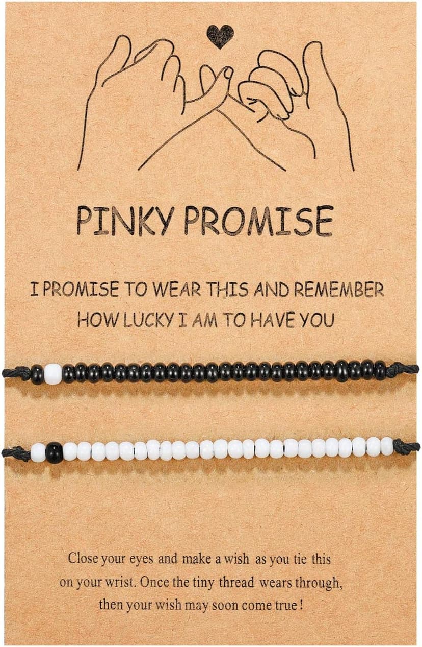 UNGENT THEM Pinky Promise Matching Bracelet for Couples Soulmate Man Distance Relationship Gifts for Women Men Him Her…