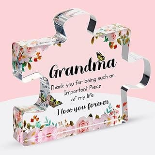 Gifts for Grandma - Engraved Acrylic Puzzle Piece - Mothers Day Adorable Grandma Presents for Birthday, Christmas, Thanksgiving Paperweights - Elegant Decorative Plaque with Lovely Quote - Chic Home