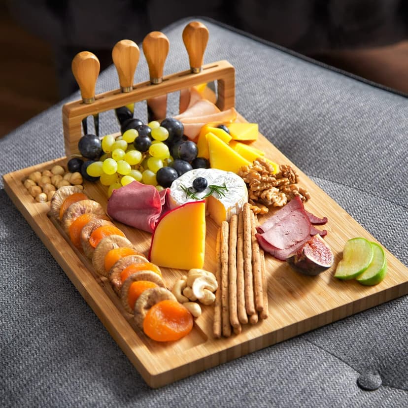 RoyalHouse Bamboo Cheese Board and Charcuterie Boards Set & Serving Tray for Meat, and Wine - Birthday Gifts for Women, Wedding Gifts for Couples 2025, Bridal Shower, Housewarming Gifts New Home