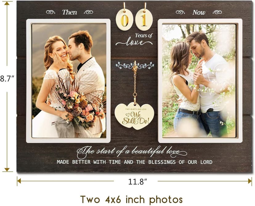 Anniversary Wedding Gifts for Couple Parents Wife Husband, Then & Now Anniversary Picture Frames(3 Options)
