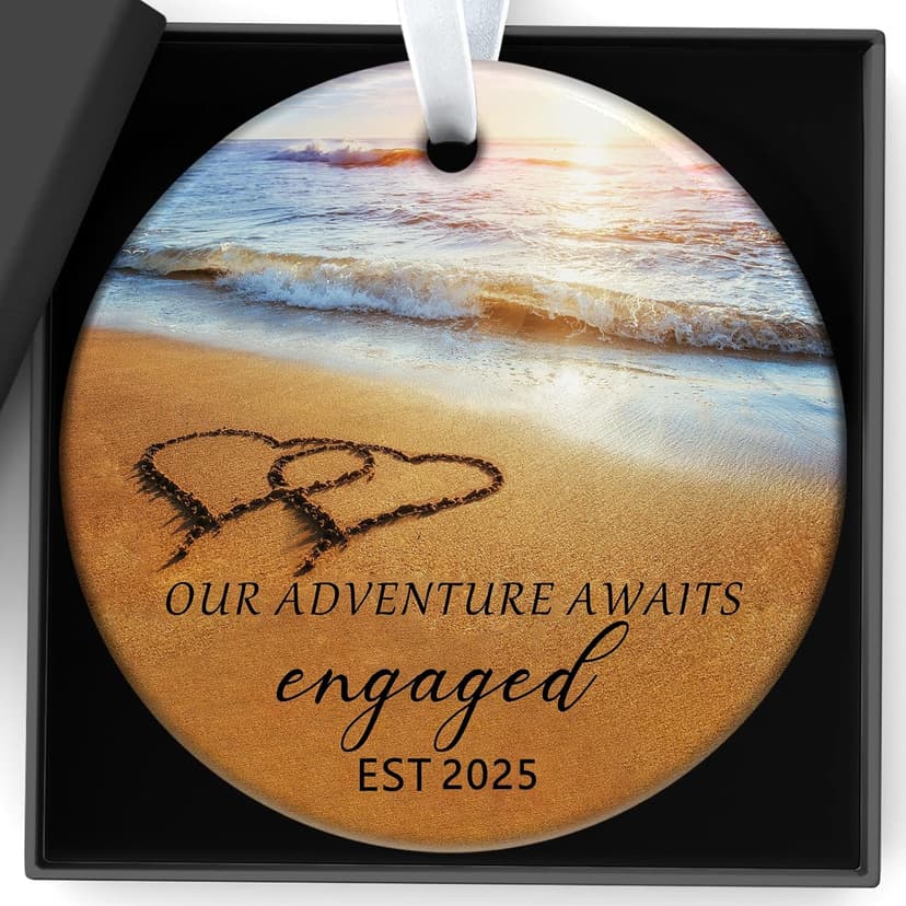 Wedding Gifts Engagement Gifts for Couples 2025 First Christmas Engaged Ornament 2025 Just Engaged Bachelorette Gift Happy Engagement Gift for Newly Engageds Couples Bride to be Her Women Fiance(1)