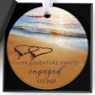 Wedding Gifts Engagement Gifts for Couples 2025 First Christmas Engaged Ornament 2025 Just Engaged Bachelorette Gift Happy Engagement Gift for Newly Engageds Couples Bride to be Her Women Fiance(1)