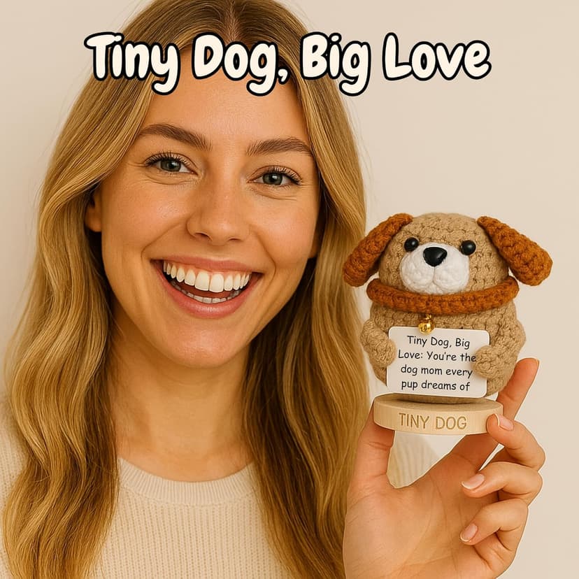 Dog Mom Gifts for Women - Positive Crochet Animal with 30 Cute Signs for Dog Moms, Unique Birthday Gift for Pet Lovers, Funny Present for Birthday, Christmas, Mothers Day - Funny Furr Mama Gifts