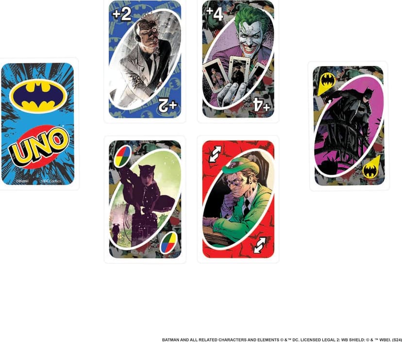 Mattel Games UNO Batman Card Game for Kids, Adults & Family with Collectible Deck & Special Rule Inspired by Batman Comics