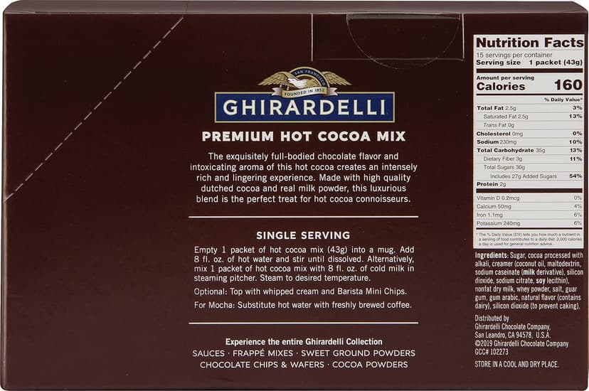 Ghirardelli Premium Hot Cocoa Envelopes, Rich chocolate, 22.7 Ounce (Pack of 15)