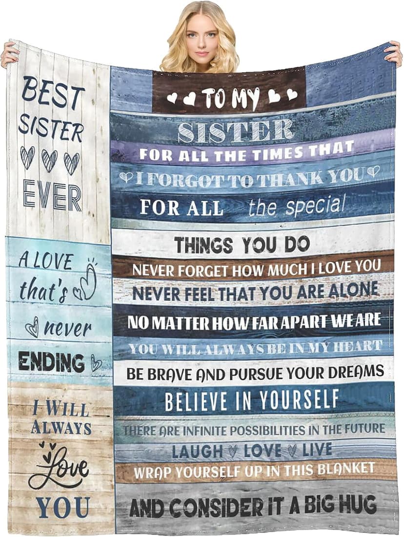 Soft Throw Blanket Sister Gift - Perfect for Sister, Mother's Day, Christmas & Valentine's Day (50x60)