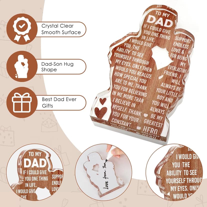 Dad Gifts from Son -Dad Birthday Gift from Son -Dad Christmas Valentines Easter Gifts Idea Daddy New Dad To My Best Dad Ever Gifts Father's Day Desk Decor Acrylic Plaque Sign