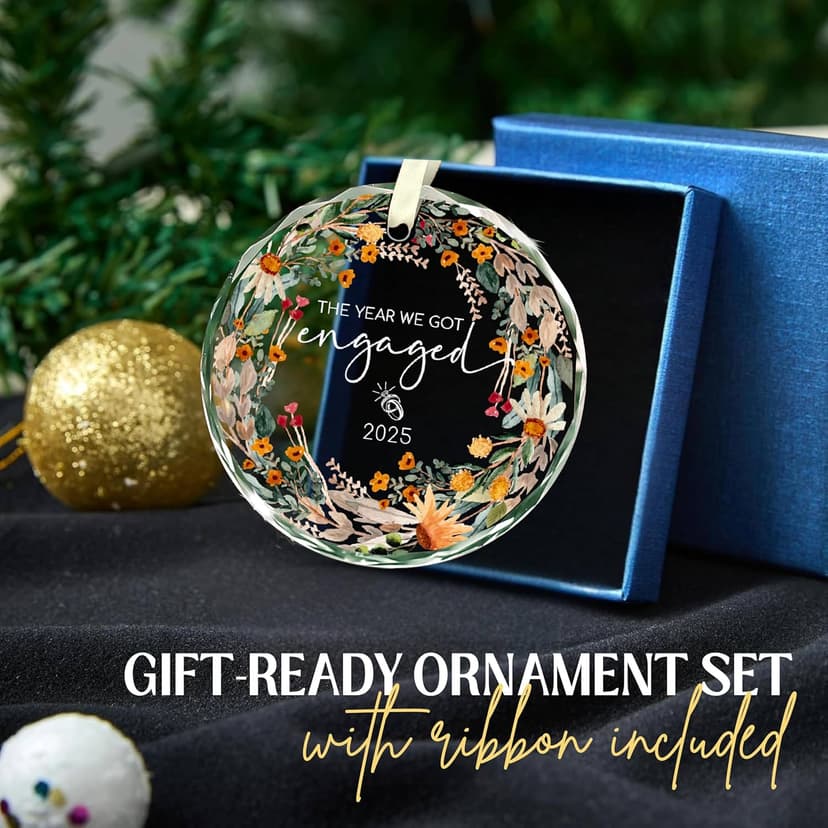 Engagement Gifts for Couples - The Year We Got Engaged 2025 Glass Ornament – Just Engagement Present Ideas for Newly Engaged Women, Bride to Be, Fiance, Friend, Daughter,Christmas Engage Ornamnet