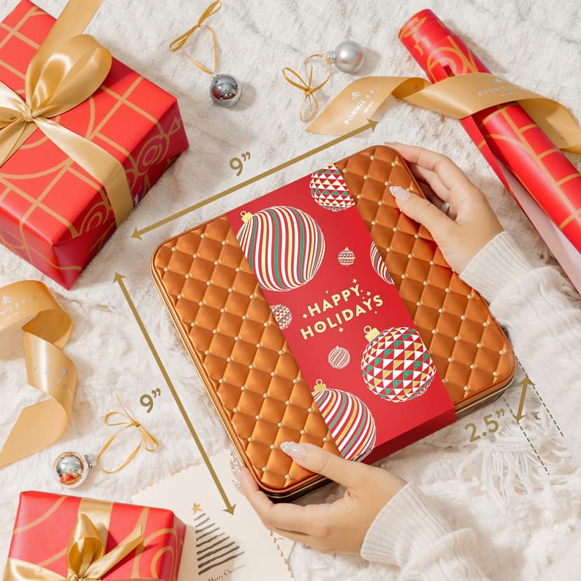 Christmas Chocolate Gift Basket– Holiday Candy Gift Box with Assorted Milk, Dark & White Chocolates – Holiday Food Gift Idea for Men, Women, Family, Corporate- Bonnie & Pop Christmas Style