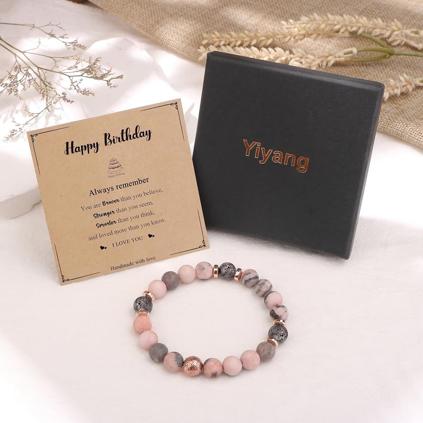 Yiyang 13th 16th 18th 21st 25th 30th 35th 40th 45th 50th 60th 65th 70th 75th 80th Birthday Gifts for Women, Natural Stone Bracelet Birthday Gifts for Women Mom Daughter Grandma Sister Coworker