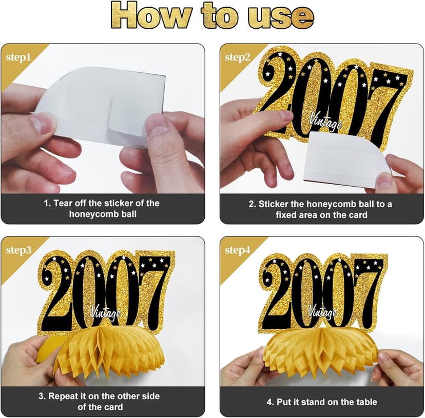 11Pcs 18th Birthday Decorations Kit for Men Women, Black Gold Happy 18th Birthday Banner, Awesome Since 2007 Centerpieces Swirls Party Supplies, Eighteen Bday Banner Ceiling Table Topper Sign