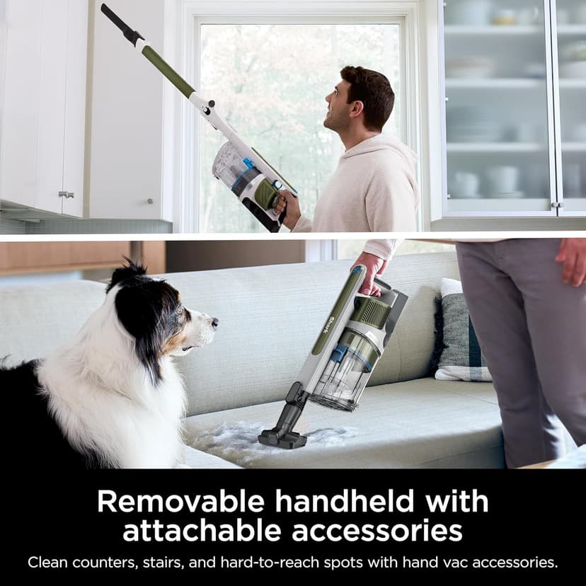 Shark PowerPro Flex Pet Plus Cordless Vacuum, FloorDetect Technology, MultiFLEX Wand, HEPA Filter, for Carpets & Hard Floors, Up to 50-Minute Runtime, Powerful Pet Hair Pickup, Olive, IZ387H