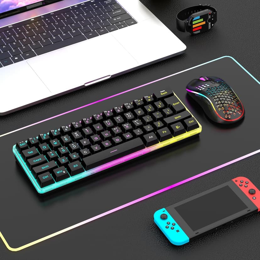 RedThunder 60% Wireless Gaming Keyboard & Mouse Combo with Rechargeable Battery, Ultra-Compact Small RGB Mechanical Feel Keyboard, Ergonomic Lightweight Honeycomb Optical Mouse for Gaming/Business