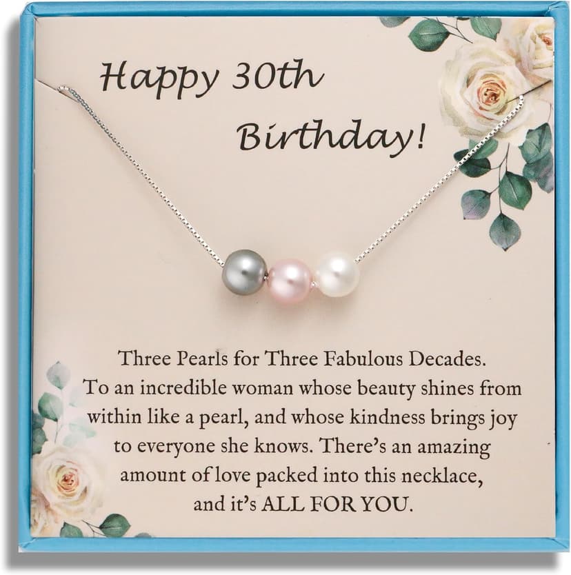 Sereney Birthday Gifts for Girls Women, Sterling Silver Pearl Necklace as 7 9 10 11 13 15 16 18 21 30 40 50 60 Year Old Birthday Gifts, Single Pearl Necklace as Bday Gifts for Friends