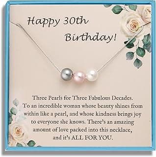 Sereney Birthday Gifts for Girls Women, Sterling Silver Pearl Necklace as 7 9 10 11 13 15 16 18 21 30 40 50 60 Year Old Birthday Gifts, Single Pearl Necklace as Bday Gifts for Friends