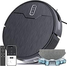 Robot Vacuum and Mop Combo, Robot Vacuum Cleaner, 6 Cleaning Modes, Large Capacity Water Tank Dustbin, Self-Charging, WiFi/App/Alexa, Ideal for Hard Floor, Carpet, Pet Hair
