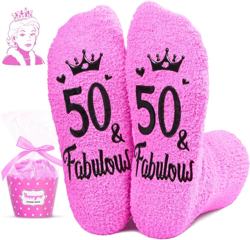 HAPPYPOP 50TH Birthday Gifts for Her - Women Socks for 50 Year Olds for Middle Aged Female Friends