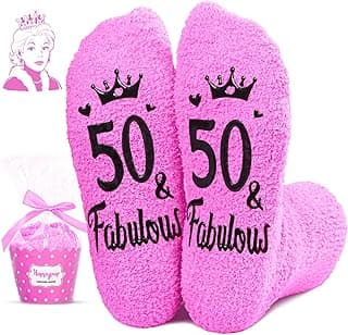 HAPPYPOP 50TH Birthday Gifts for Her - Women Socks for 50 Year Olds for Middle Aged Female Friends
