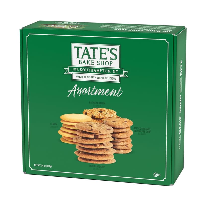 Tate's Bake Shop Cookies Gift Box, Chocolate Chip, Oatmeal Raisin, Salted Caramel and Lemon Cookies, 14 oz