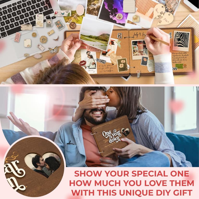1 Year Anniversary Boyfriend Gifts - One Year Anniversary Dating Gifts For Her Girlfriend, First Paper Anniversary For Him Men, 1 Year Anniversary Scrapbook, 1st Anniversary Wedding Gift
