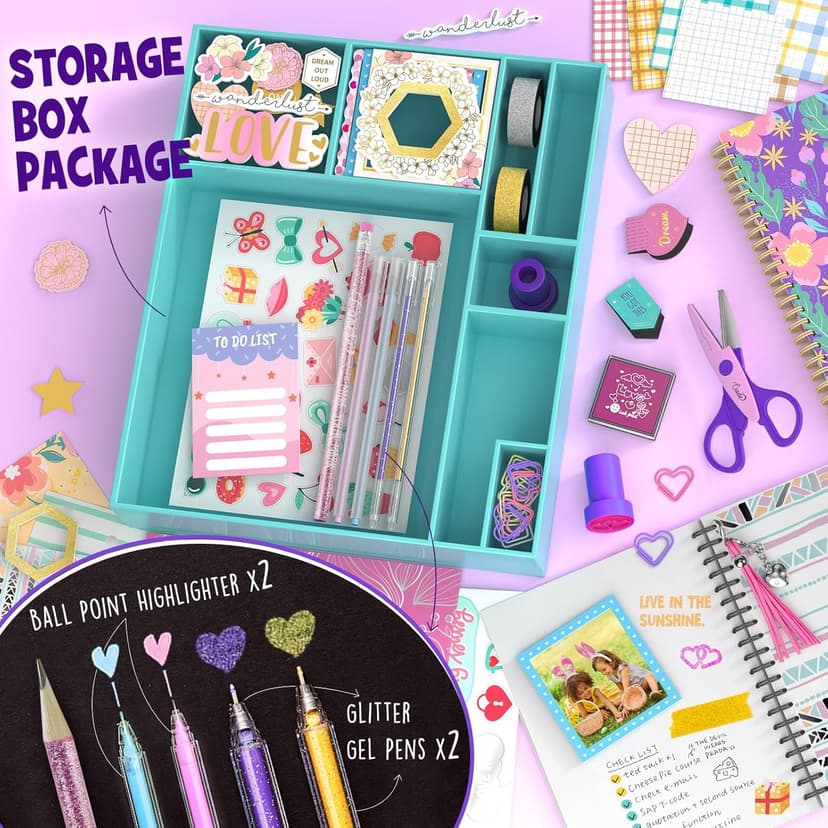 2-Pack DIY Journal Kit for Girls -Christmas Birthday Gifts for Girls 8 9 10 11 12 13 14 Years Old - Arts & Crafts for Teens Trendy Stuff - Scrapbook & Diary Supplies Toys Set