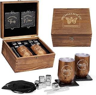 Wine Lovers Gifts for Women, Birthday Gifts for Mom Sister Friend Coworker Girlfriend Inspirational Gift Set, Wine Gift Box Set with Tumblers, Ice Cubes