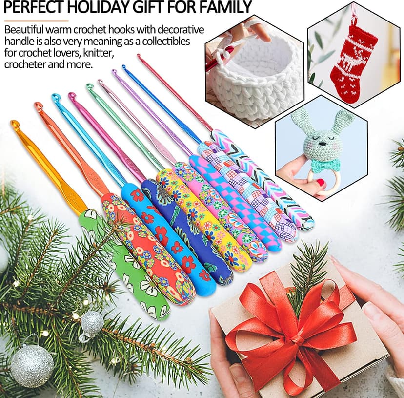Coopay Warm Crochet Hooks for Grandmother, Art Aluminum Soft Grip Crochet Needles for Crocheting, Knitting Hook for Crochet Yarn Craft - Premium Knitting & Crochet Supplies