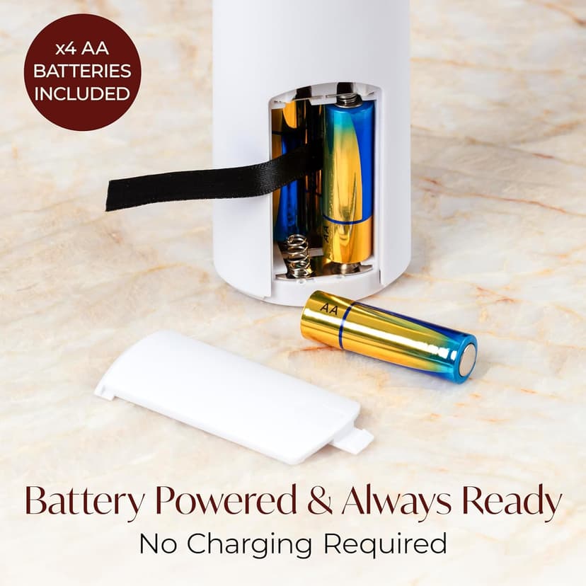 Electric Wine Opener Battery Operated with Stand and Built-in Foil Cutter - Automatic Wine Opener - Electric Corkscrew for Easy Cork Removal - Best Gift for Wine Lover (White & Rose Gold)