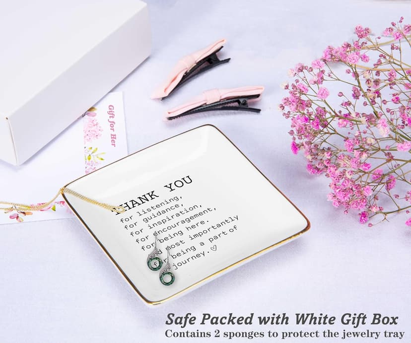 NZY Thank You Present for Women Best Friends-Appreciation,Birthday,Christmas Gifts for Women Best Friends-Ceramic Jewelry Tray Trinket Holder Ring Dish-Thank You Gifts for Being a Part of My Journey