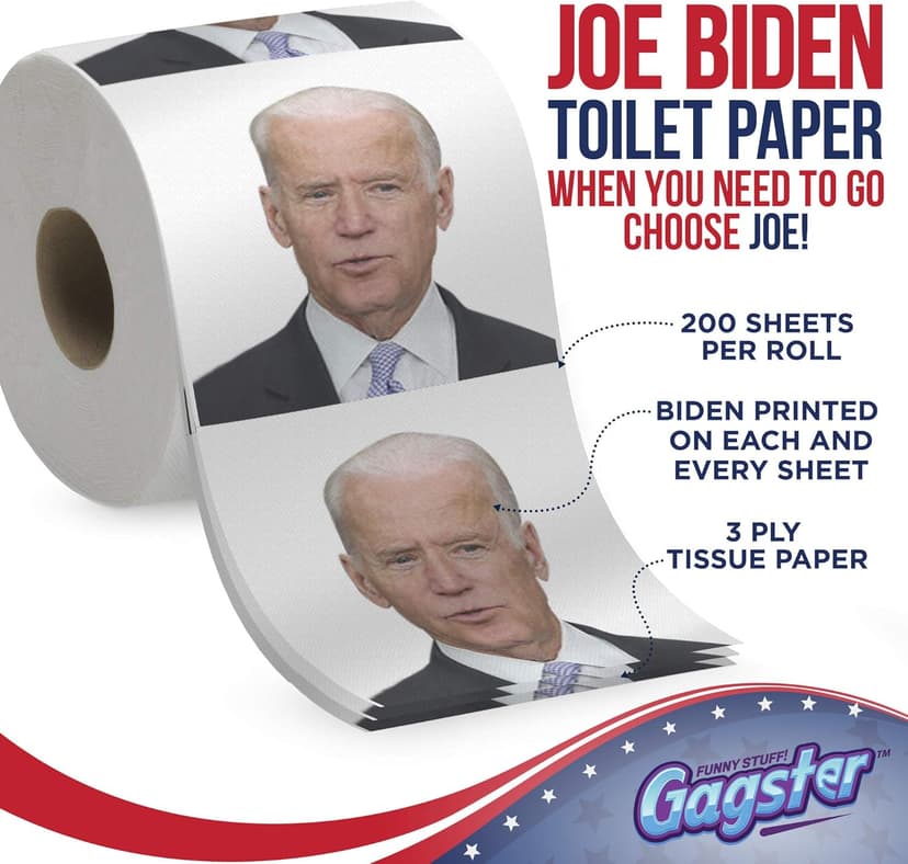 Joe Biden Funny Political Toilet Paper Roll by Gagster - TP Prank Democrat & Republican Election Party Joke Gifts,White Elephant Gift Exchange, Secret Santa, Make your Butt Laugh