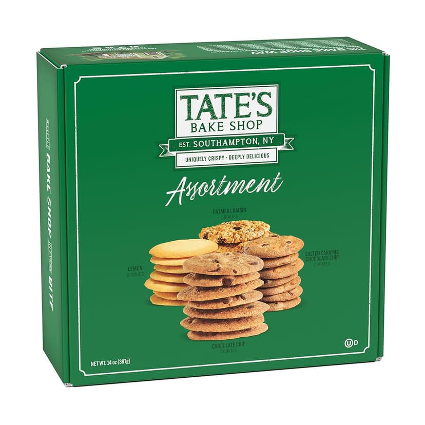 Tate's Bake Shop Cookies Gift Box, Chocolate Chip, Oatmeal Raisin, Salted Caramel and Lemon Cookies, 14 oz