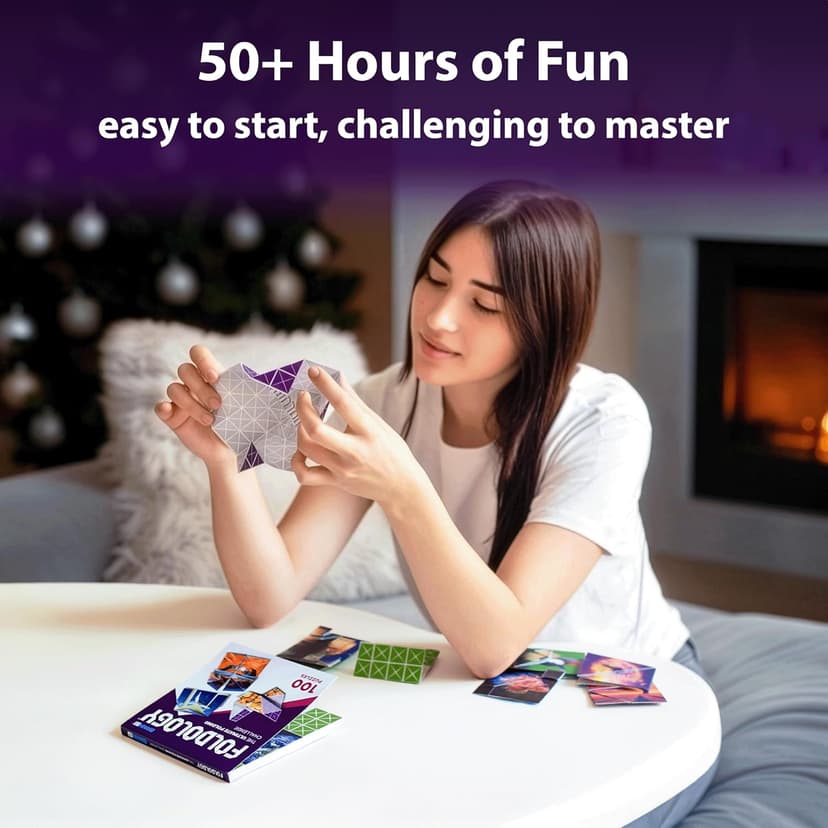 FOLDOLOGY - The Origami Puzzle Game! Brain Teasers for Tweens, Teens & Adults | Travel Game, Hands-On STEM Toy, Stocking Stuffer, Gift for Ages 10+ | Fold the Paper, Complete the Picture | 100 Puzzles