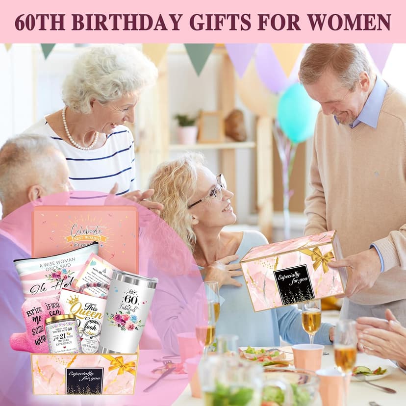 60th Birthday Gifts for Women,Happy 60th Birthday Gifts for Her Friends Mom Wife Sister Coworker,Tumblers Gifts Set for 60 Year Old Women,Funny 60 Birthday Gifts Ideas