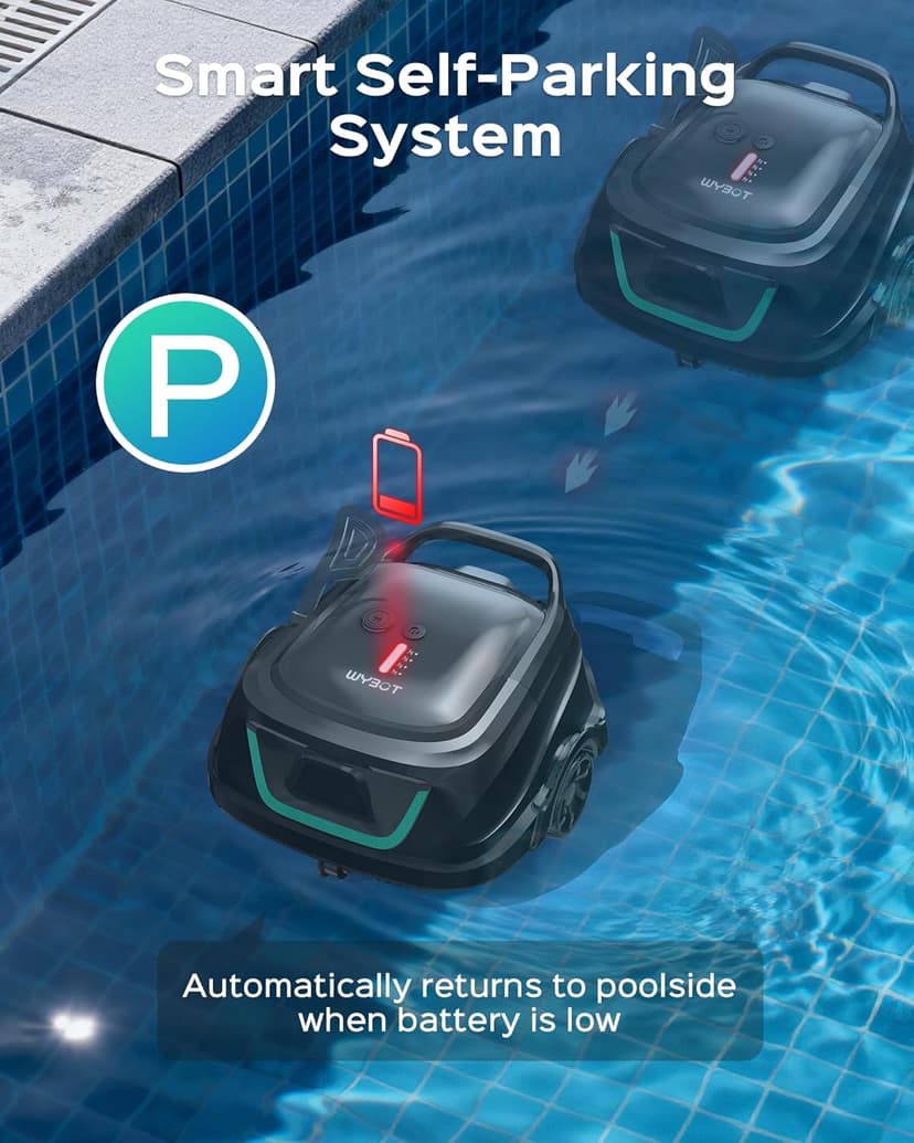 (2025 Upgraded) WYBOT A1 Pool Vacuum for Above Ground Pool, Automatic Cordless Robotic Pool Cleaner with 120 Mins, Double Filters, LED Indicator, 2.5H Charging, Ideal for Plat Pools