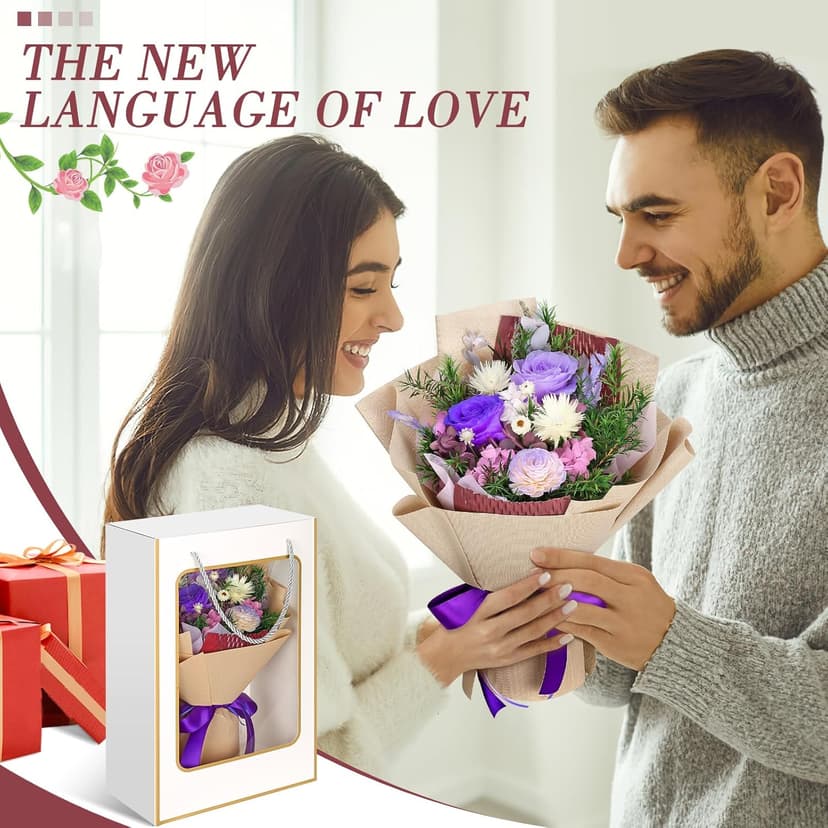 Preserved Flowers Bouquet, Flowers for Delivery Prime, Birthday Gifts for Women, Wife, Mother, Her (Purple)