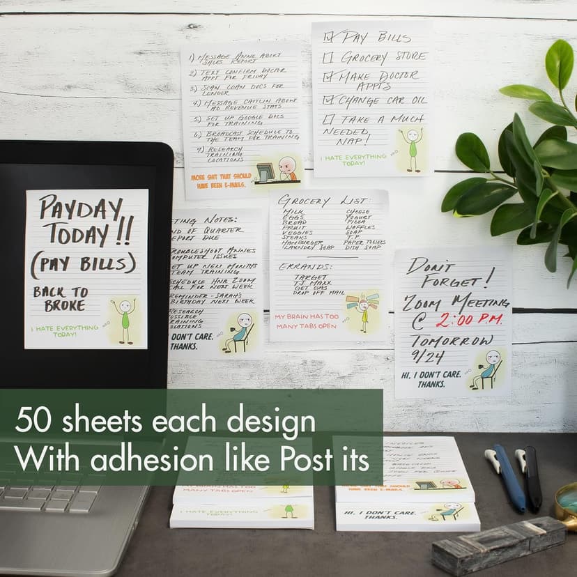 ZICOTO Super Funny Notepads - Hilarious Office Gift for Your Women Coworkers - Set of 4 Office Supplies Memo Pads w/ 4 Assorted Designs, 50 Sheets Each, 4.25" x 5.5"