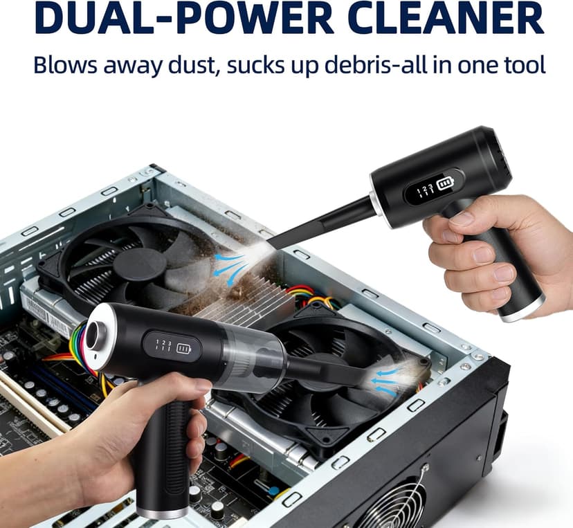 Compressed Air Duster & Vacuum Cleaner-3 Gear Adjustable 100000RPM Handheld Car Vacuum/Air Blower,Electric Air Duster with LED Light for Keyboard Electric Devices Cleaning.Replaces Compressed Air Cans