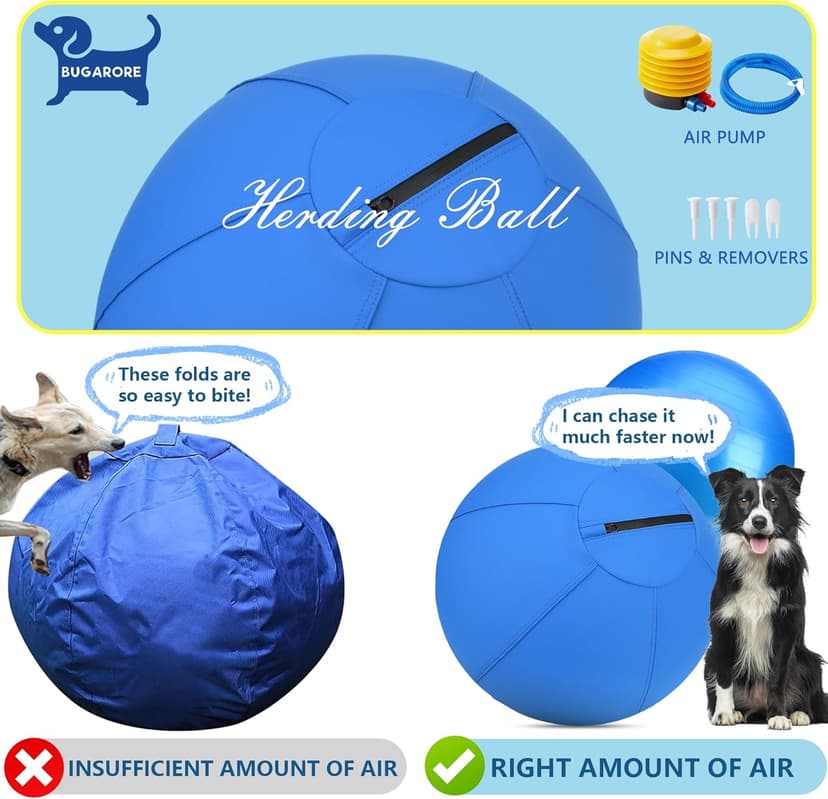 Herding Ball for Dogs - 18" Dog Herding Ball, Agility Equipment, Herding Ball for Australian/German Shepherd Collie, Dog Toys for Christmas/Birthday Gifts (Blue, Medium - 18")