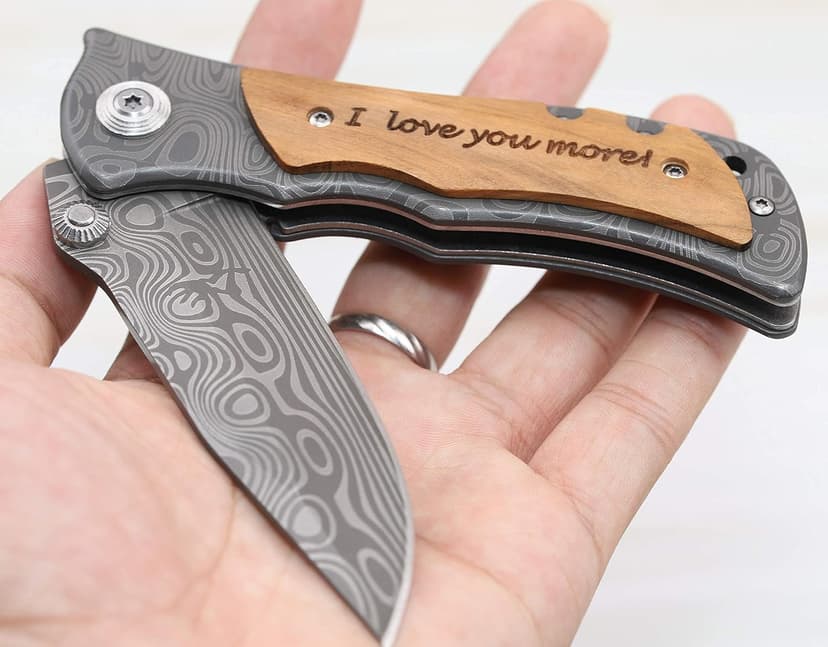 I Love You More Gifts for Him - Engraved Pocket Knife - Valentines Day Gifts for Boyfriend Husband, Anniversary Christmas Gift