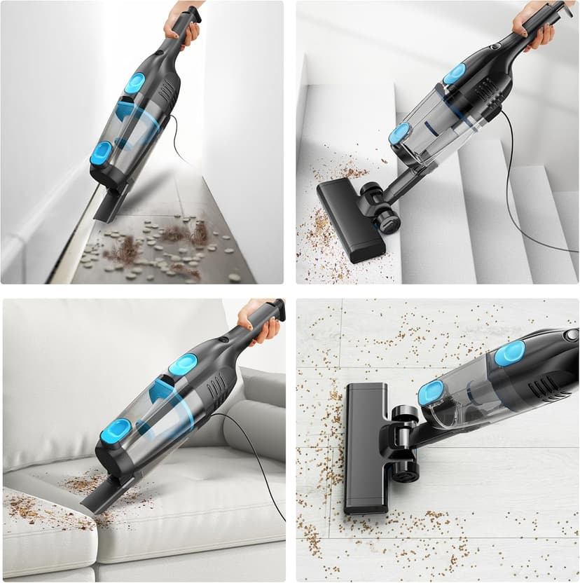 Vazone R6X Corded Stick Vacuum Cleaners for Home, 30Kpa Powerful Suction Stick Vacuum with 16Ft Cord, 2 in 1 Lightweight Handheld Vacuum Cleaner for Hardwood Floor Pet Hair
