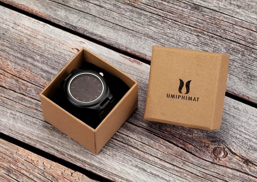 UMIPHIMAT Engraved Wooden Watches for Men - Customized Wood Wrist Watches for Husband Boyfriend Dad Son